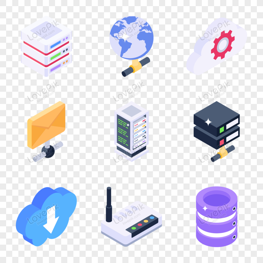 Set Of Big Data Isometric Icons Vector, Cloud, Isometric Icons, Icon ...