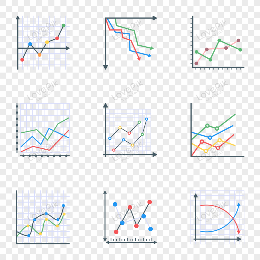 Vector De Iconos Planos De Diagramas De Línea PNG Imágenes Gratis - Lovepik