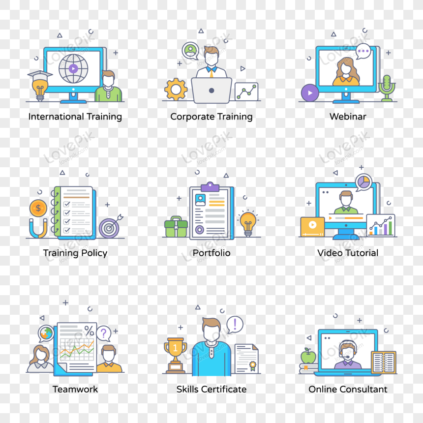 Iconos De Concepto De Contorno Plano Del Vector De Analisis De Negocios Imagenes De Graficos Png Gratis Lovepik