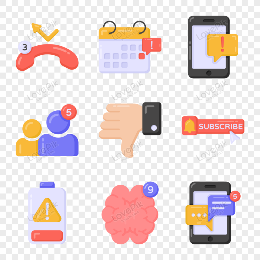 Pack Of Feedbacks And Alerts Flat Icons Vector, Bubbles, Battery ...