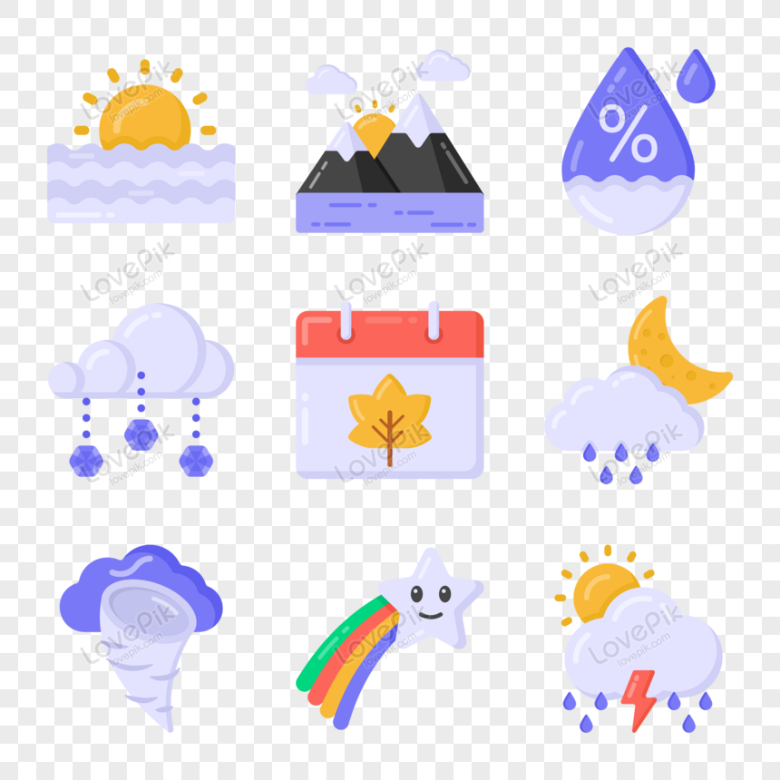 Pack Of Climate Flat Icons Vectors, Lightning, Calendar, Icon PNG  Transparent Background And Clipart Image For Free Download - Lovepik