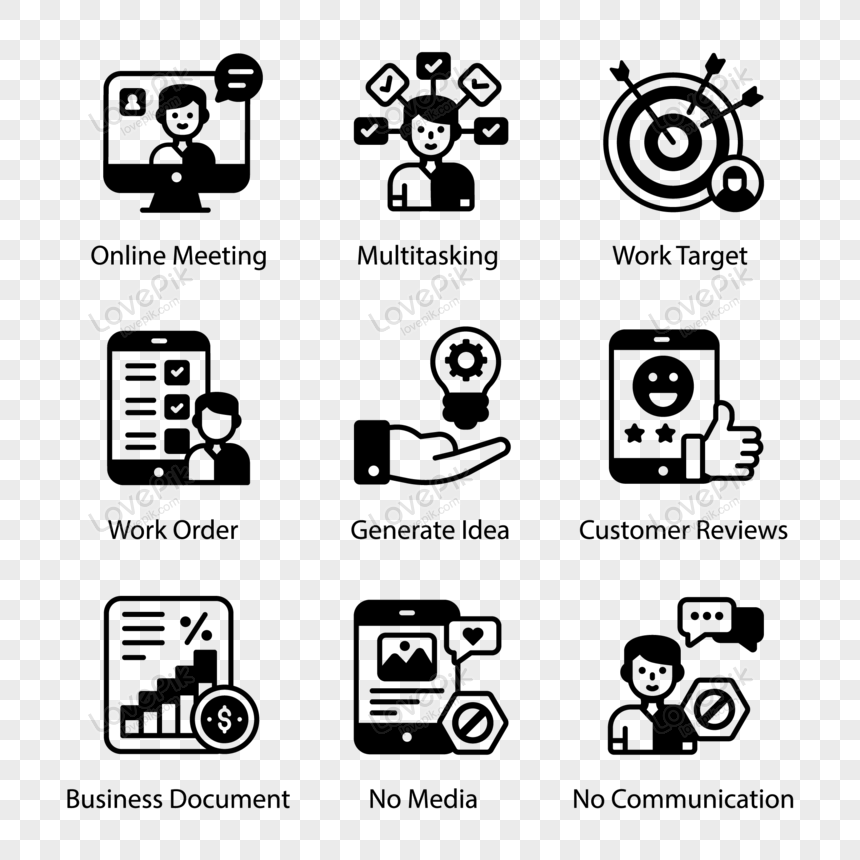Pack of Online Business and Reviews Glyph Icons Vectors, online reviews, icon, communication png image