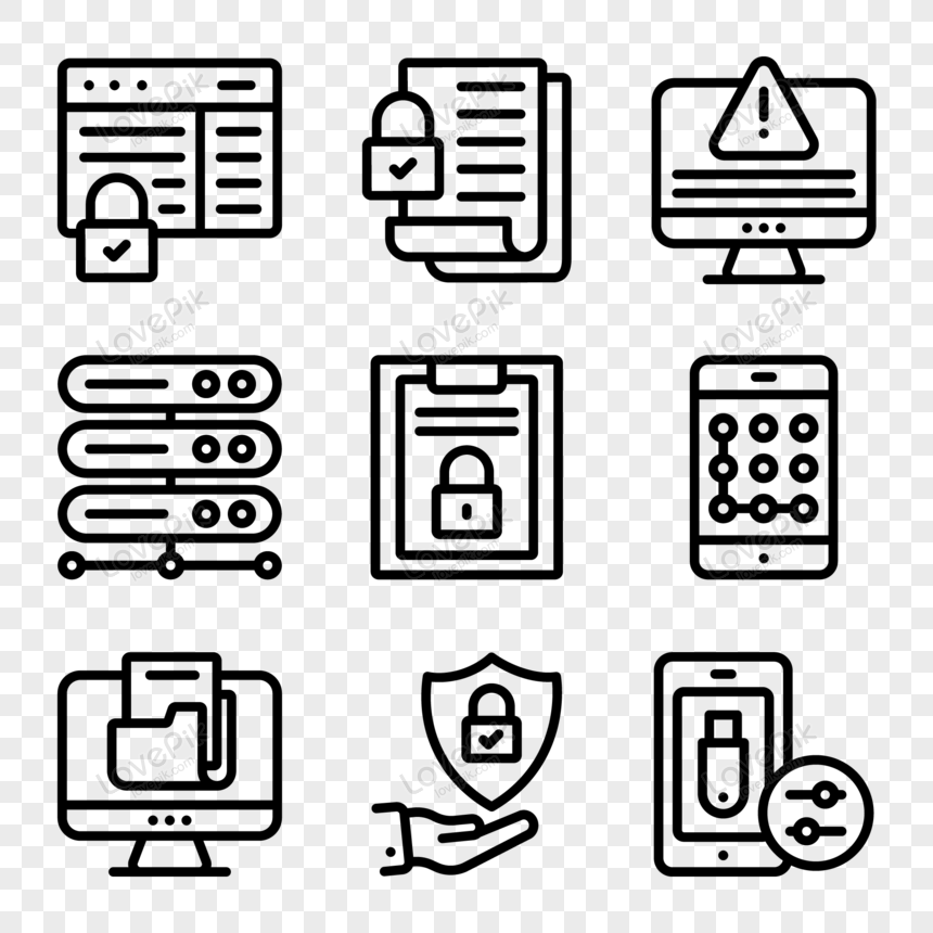 Pack Of Document Security Linear Icons Vectors Png Picture And Clipart 