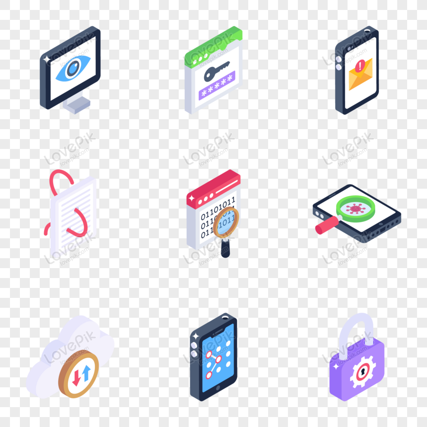 Pack Of Password And Devices Isometric Icons Vector, Password ...