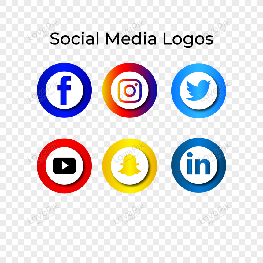 set of social media logos icon vector, media, logo, logo icon png image