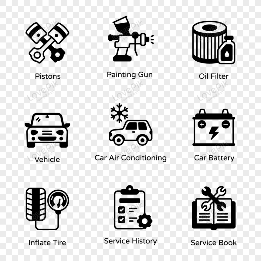 Pack Of Car Services Solid Icons Vector Png Transparent Image And