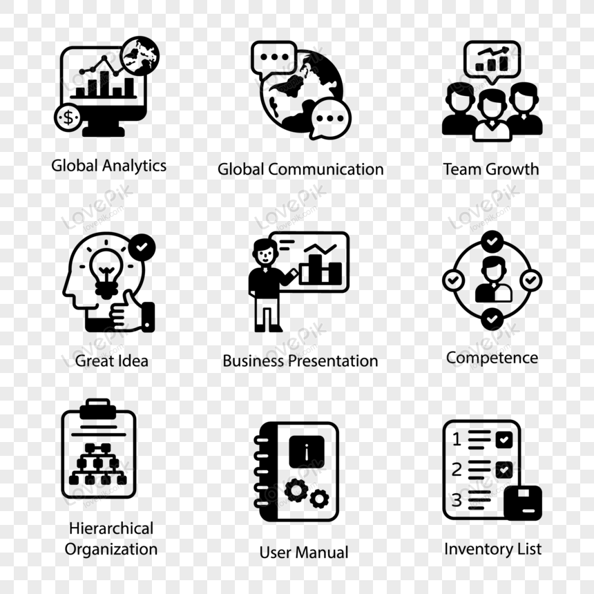 Pack of Business Presentation Glyph Icons Vector, user manual, icon, editable png image