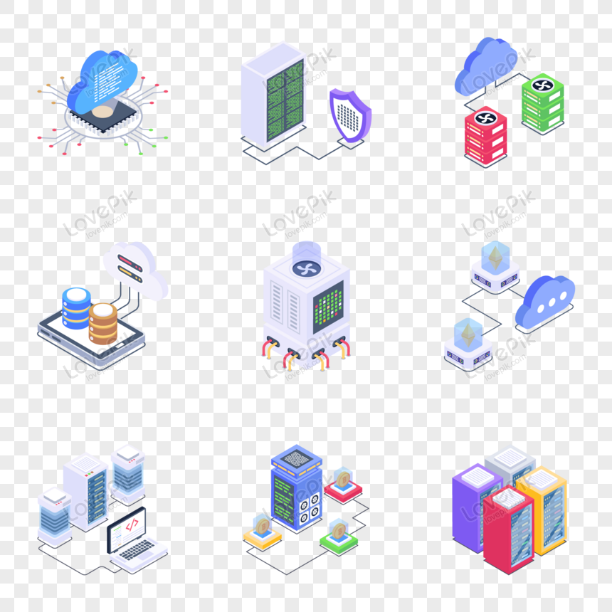 Isometric Vector Icons Of Cloud Services Png Picture And Clipart Image 