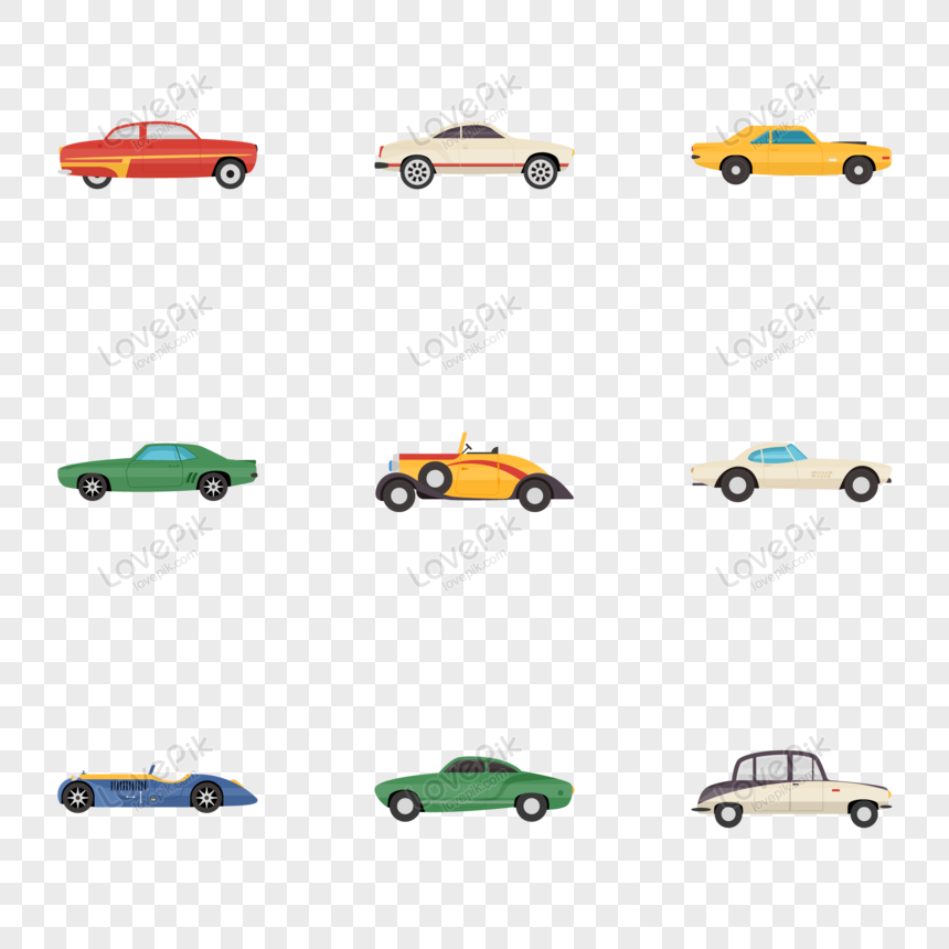 Vintage Transport Flat Vector Icons Pack PNG Image Free Download And ...