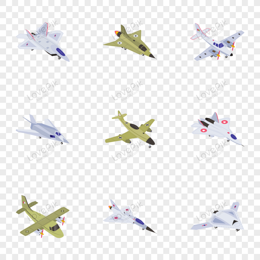 Isometric Vector Icons Of Military Jets PNG Hd Transparent Image And ...