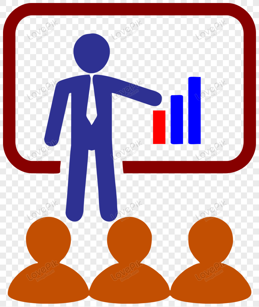  vector illustration of a business presentation, business vector, chart, man png transparent background