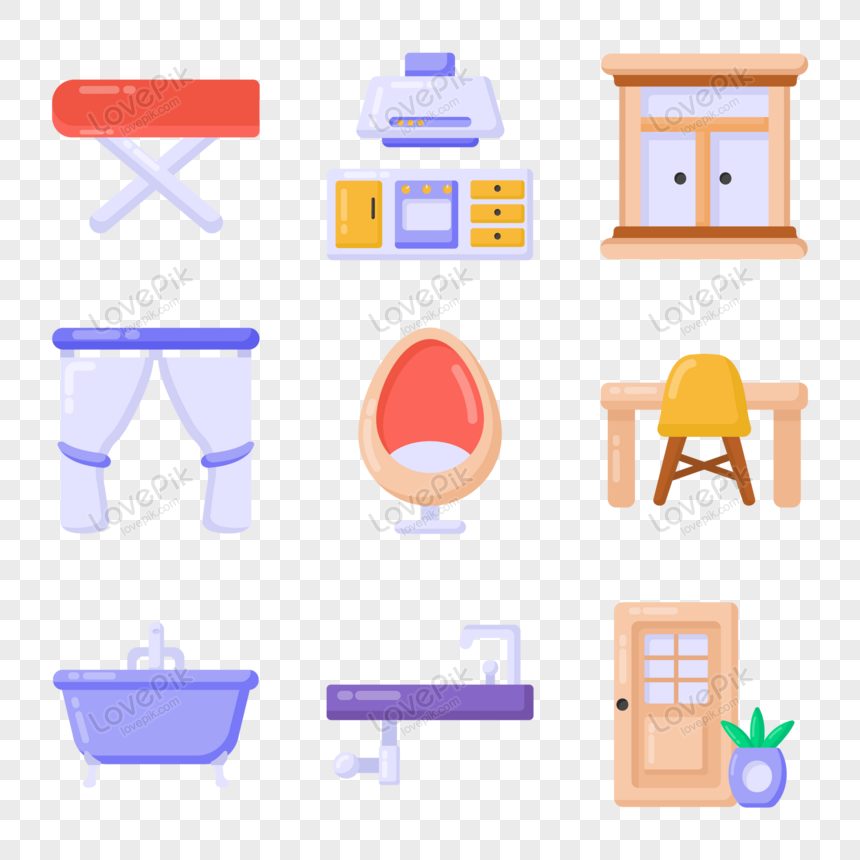 pille Følge efter ophavsret Flat Vector Icons Of Home Decor And Home Accessories Free PNG And Clipart  Image For Free Download - Lovepik | 450067269