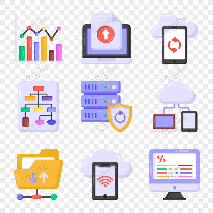 Set Of Data Science In Flat Icons Vector, Icon, Data Vector, Setting ...