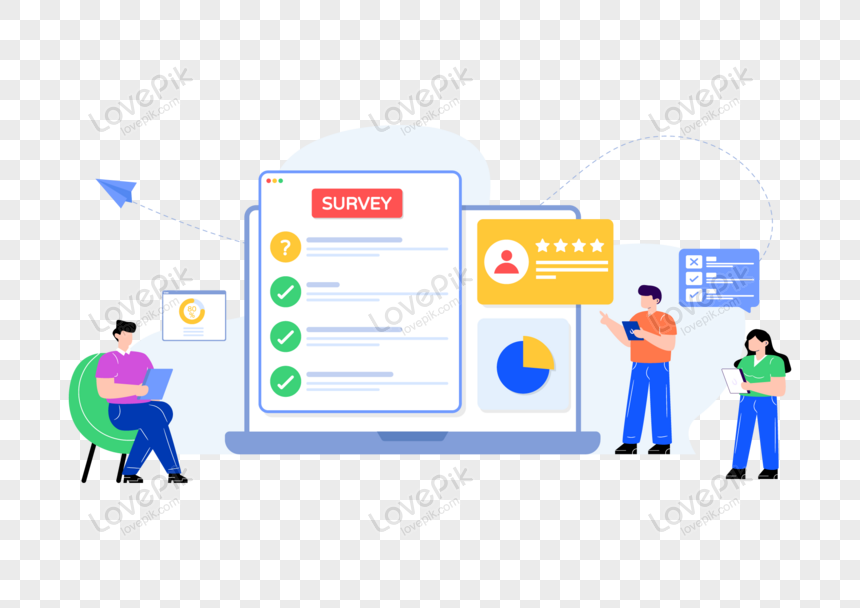 an online survey flat illustration vector, feedback, flat, avatar png picture