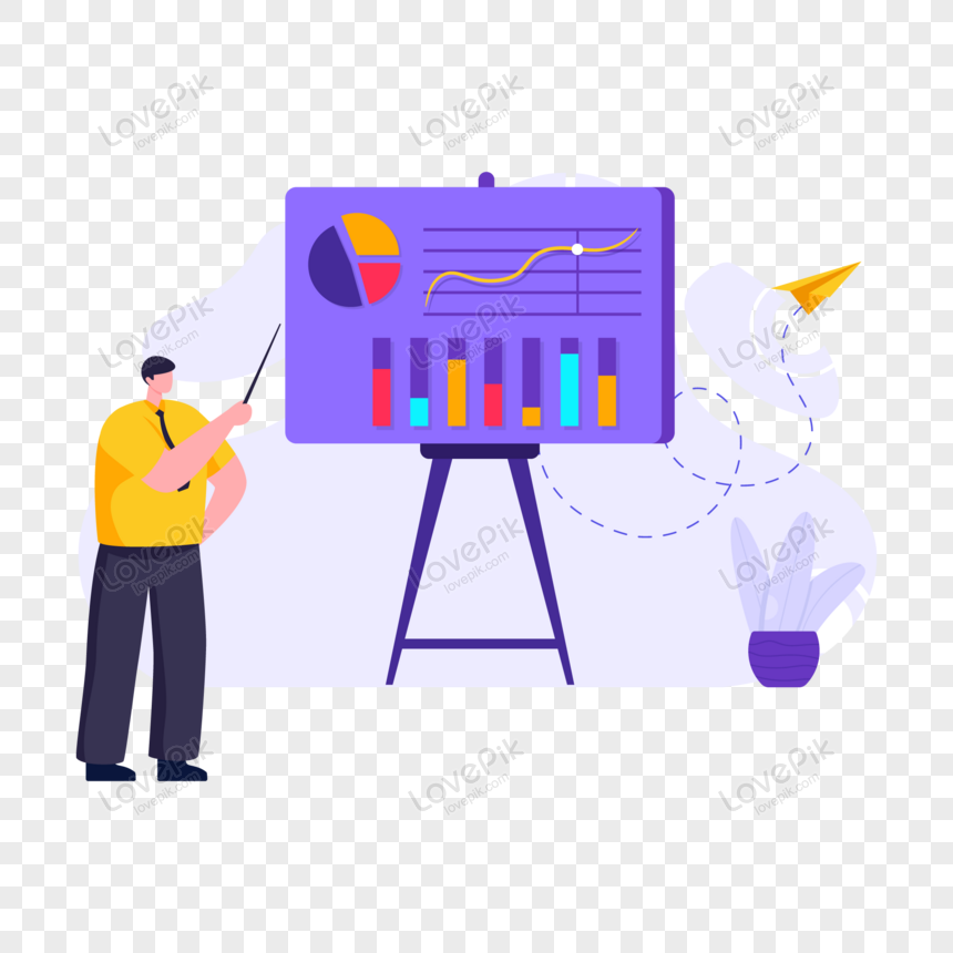 business presentation flat illustration vector, board, statistics, editable png hd transparent image