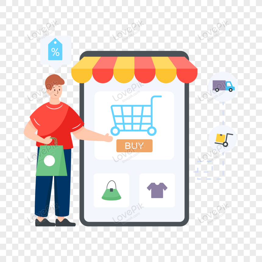 Online Shopping Flat Illustration Vector PNG Image And Clipart Image ...