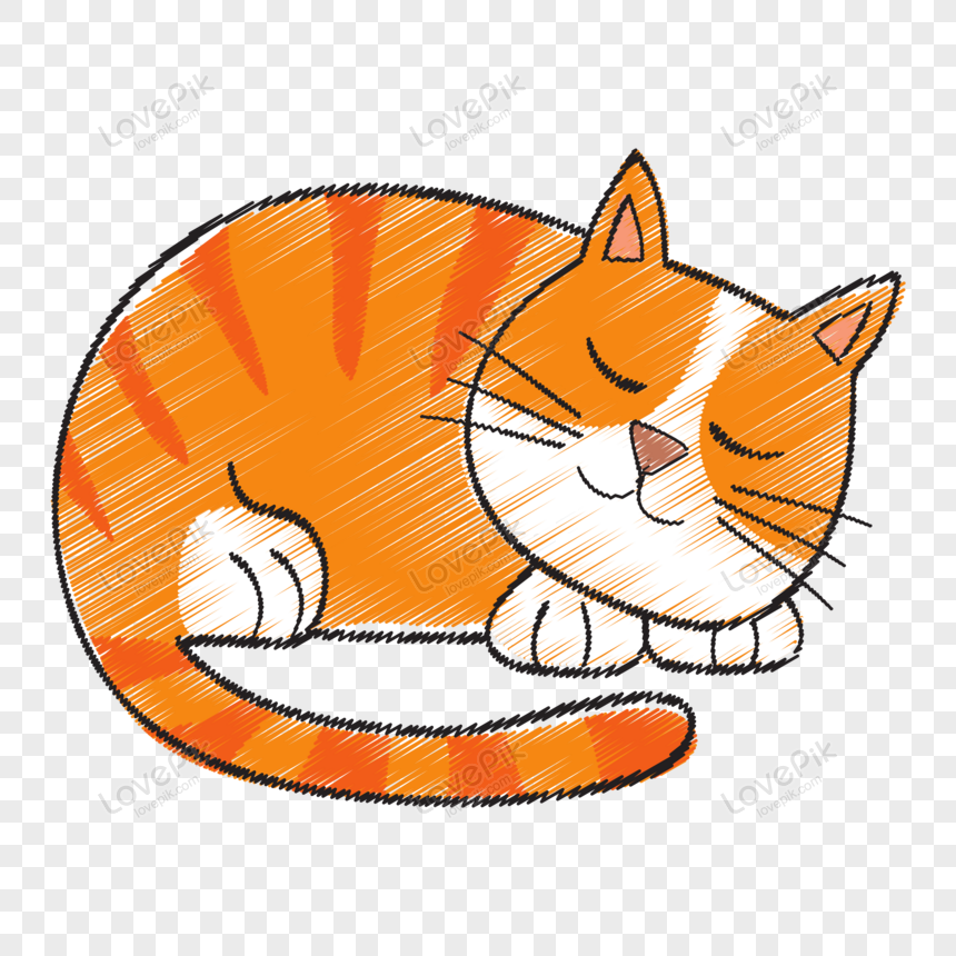 漫画睡眠猫のベクトルイラスト イラスト 動物 オレンジ かわいい フリー素材 透過 Lovepik