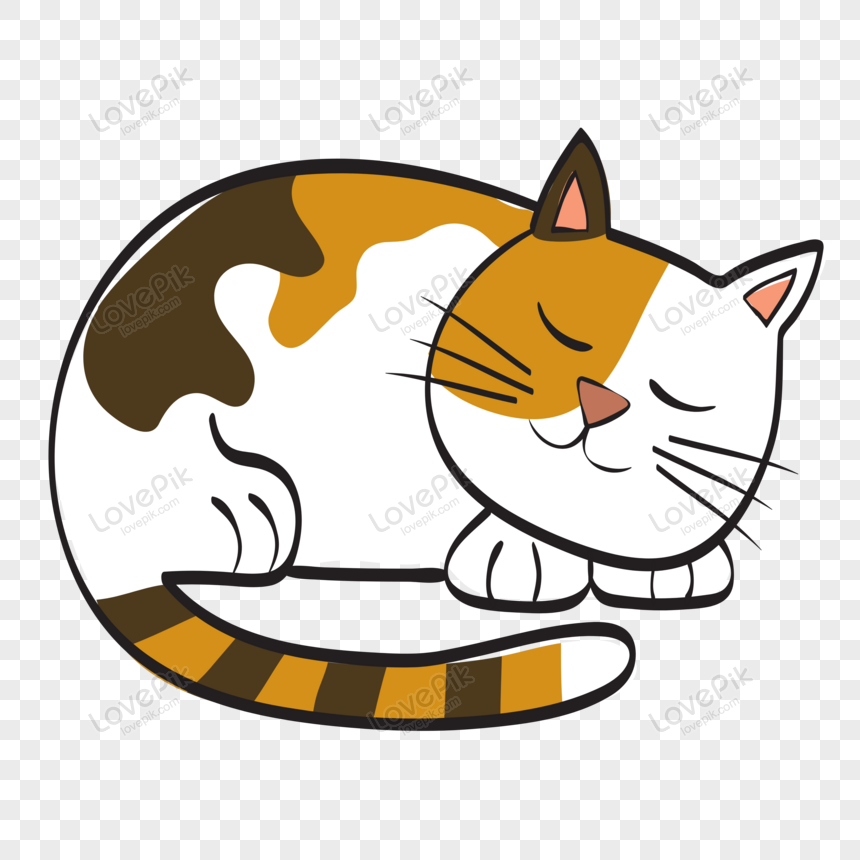 Ilustración De Vector De Gato De Dormir De Dibujos Animados PNG Imágenes  Gratis - Lovepik