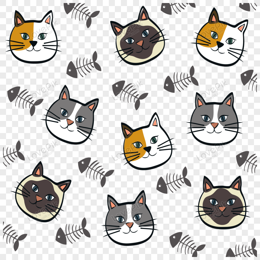 Ilustrasi Vektor Kepala Kucing Kartun PNG grafik gambar unduh 