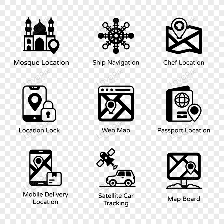 Pack of Tracking and Destination Glyph Icons, destination, destination icon, icon png transparent background