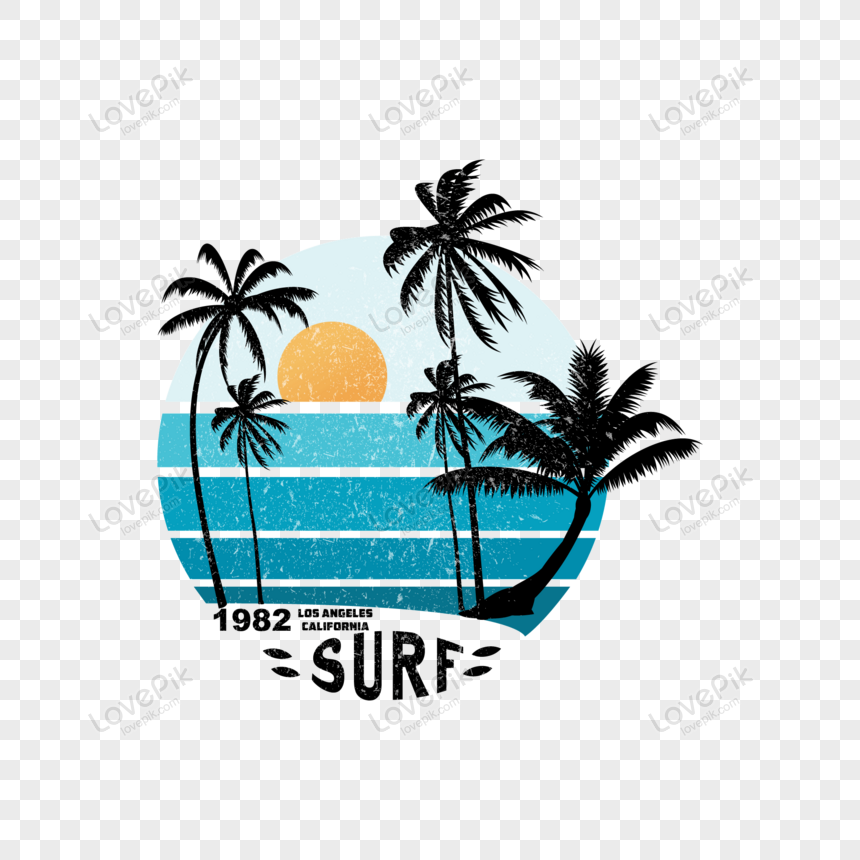 1982 Los Angeles California Surf T Shirt Design, Tree, Shirt, T PNG ...