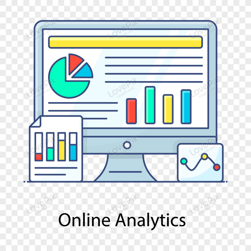 Online Analytics Flat Outline Vector, Online Presentation, Screen, Icon ...