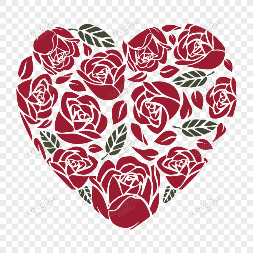 Corazón Del Día De San Valentín Hecho De Rosas Rojas Vector Png Transtarent  E PNG Imágenes Gratis - Lovepik
