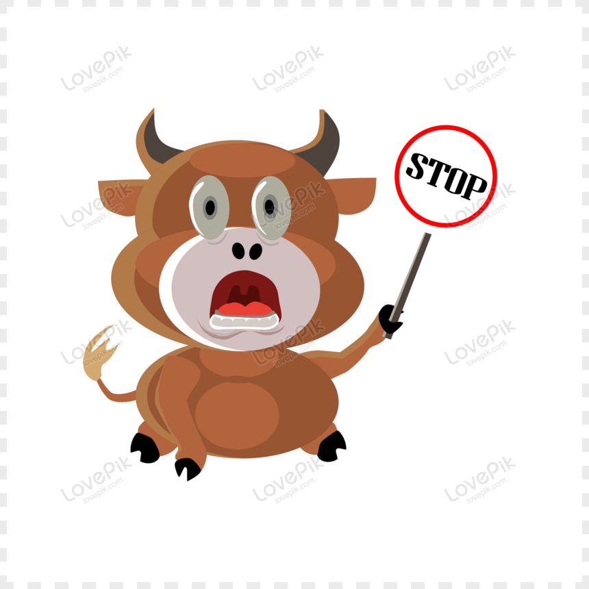 Buffalo Cartoon Character Holding A Stop Sign PNG Transparent Background  And Clipart Image For Free Download - Lovepik | 450078450