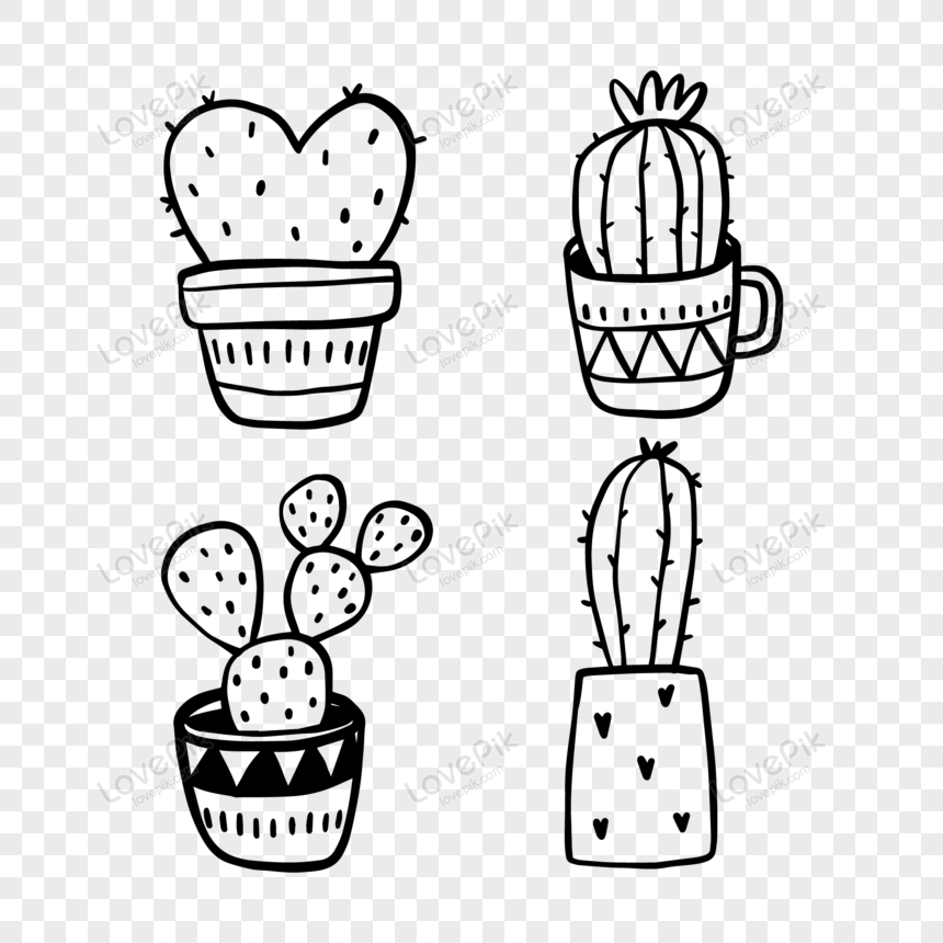 Vetores de Jogo Do Vetor Do Cacto Preto E Branco Bonito Do Esboço Isolado  No Fundo Branco Família Cactus Ilustração Desenhada Mão Da Tinta Linha  Desenho Decoração Home Ilustração Do Vetor Esboços