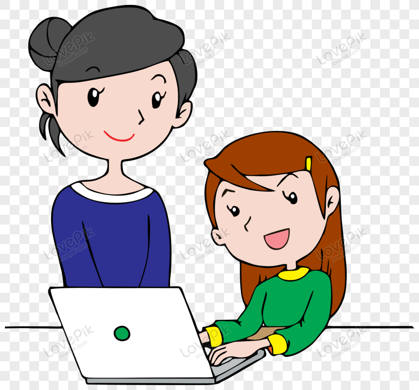 Vector Mother Teaching Her Daughter, Young, Kind, Book PNG Free ...