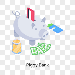 Piggy bank isometric illustration is easy to use and download png free download