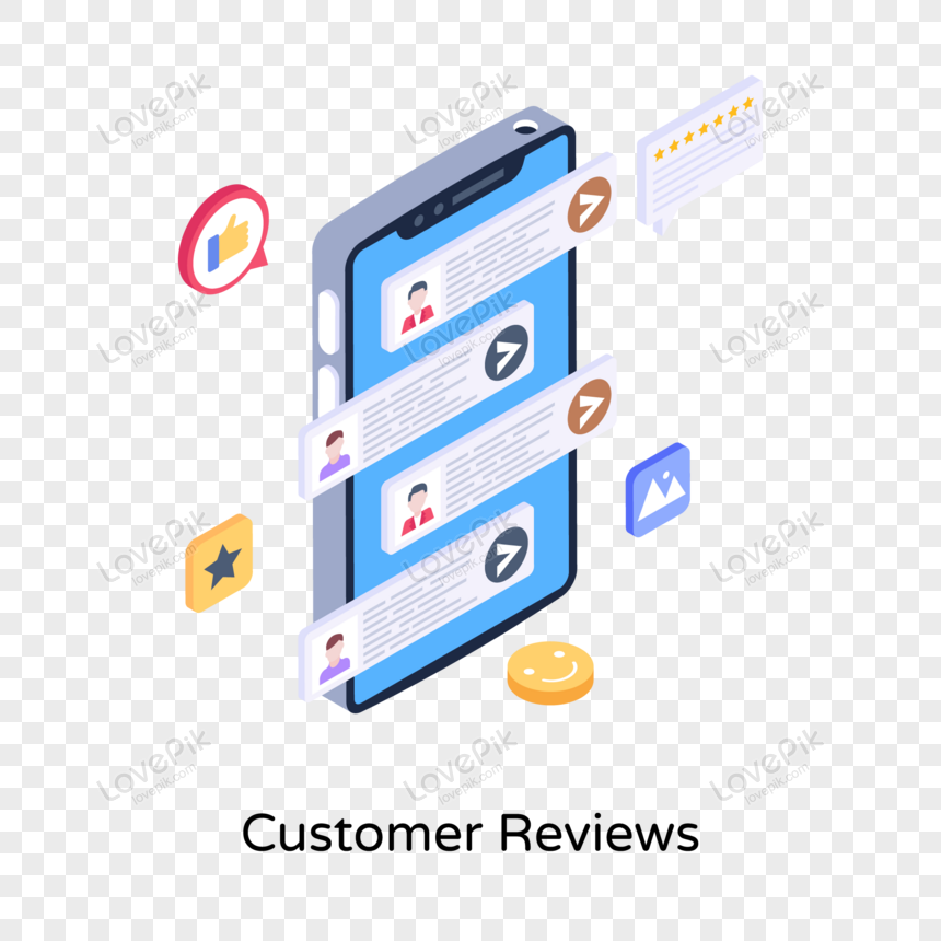 Customer reviews isometric illustration, feedback, ratings, isometric png free download