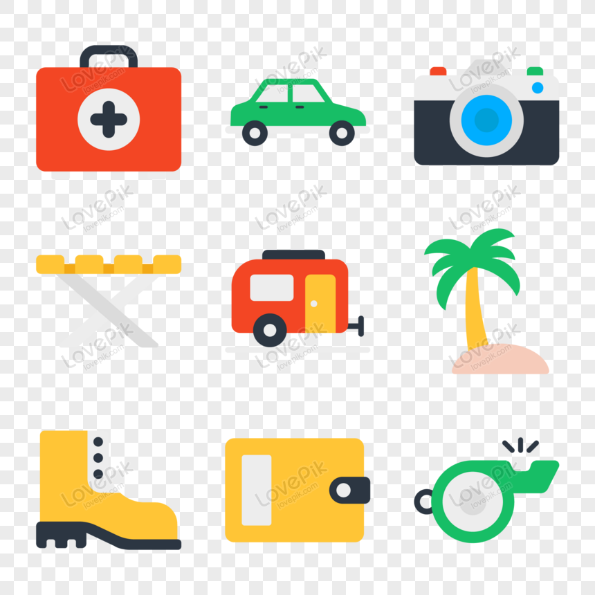 Pack of Road Trip Flat Icons, icon, data transfer, road png hd transparent image
