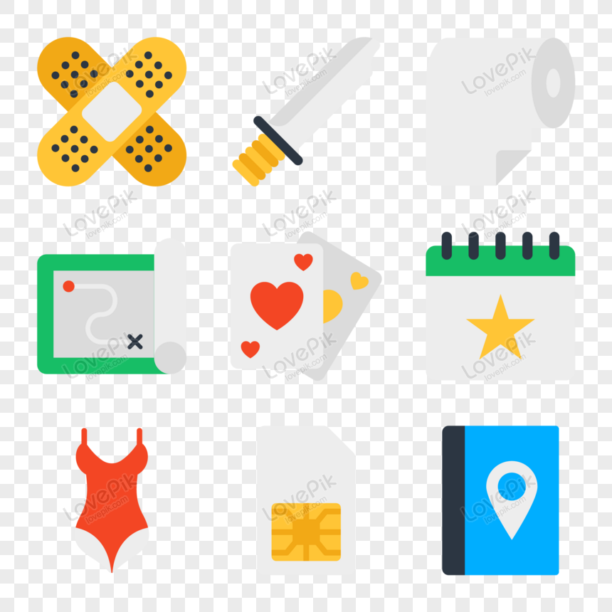 Pack of Journey and Tour Flat Icons, icon, road, napkins png image