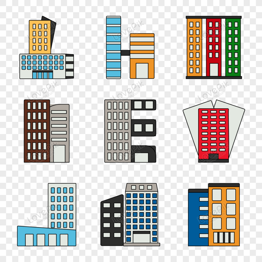 Pack Of Modern Buildings Flat Icons PNG Transparent Image And Clipart Image  For Free Download - Lovepik | 450090937