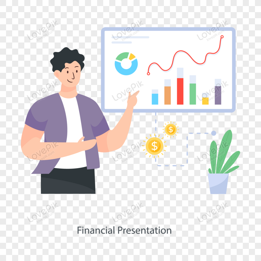 financial presentation flat illustration , presentation elements, flat, analytics png image