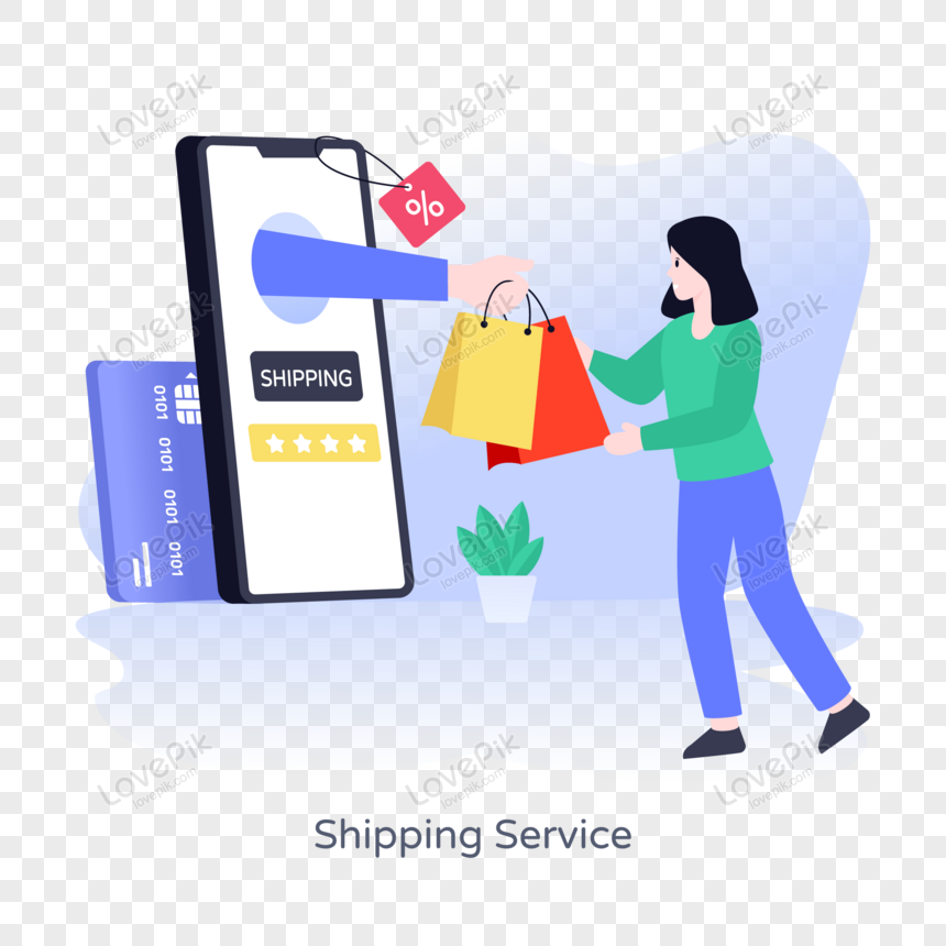 Hand Holding Bags Inside Mobile Concept Of Shipping Service PNG ...