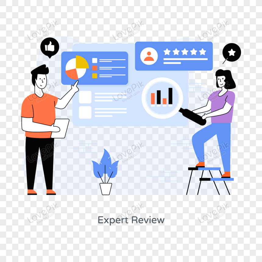  flat illustration of expert review, review background, avatar, person png picture