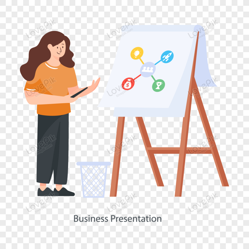 business presentation flat illustration , plan, presentation elements, business flat png white transparent