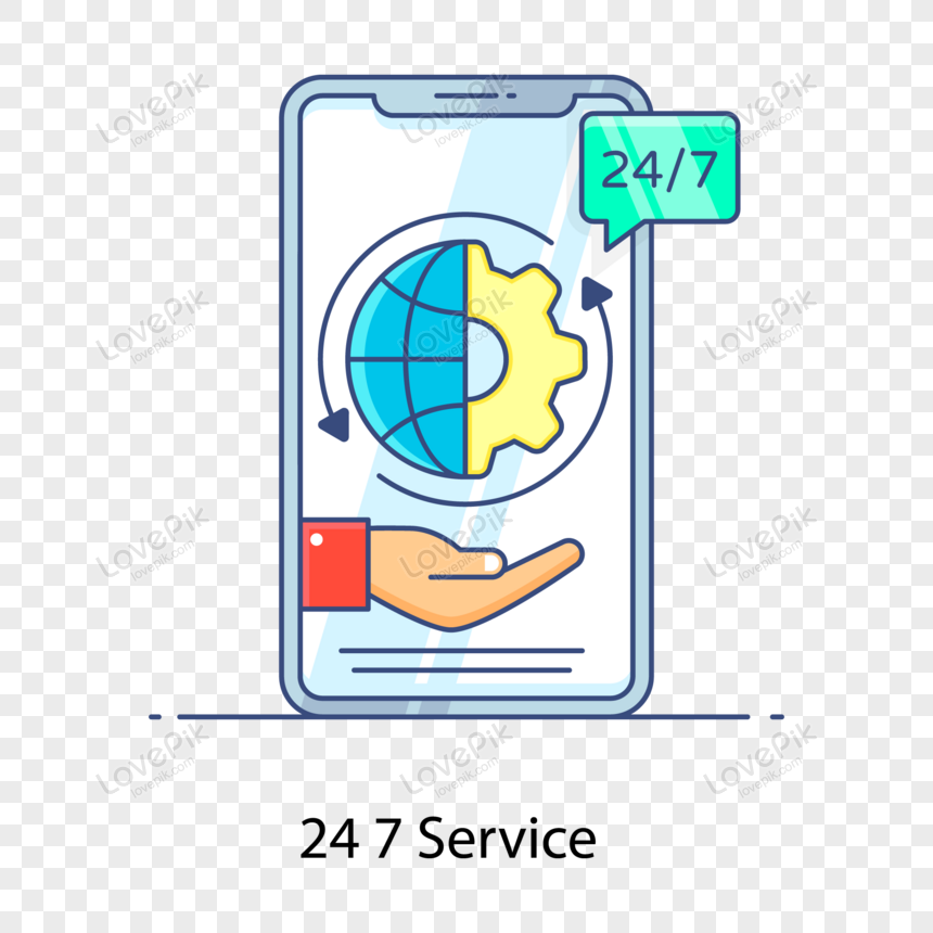 HD Customer Service Support 24/7 Green Icon PNG