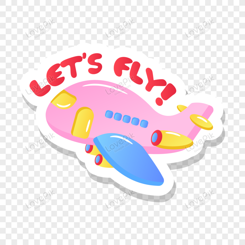 Lets Fly Via Aeroplane Flight Flat Funny Sticker Free PNG And Clipart Image  For Free Download - Lovepik | 450095919