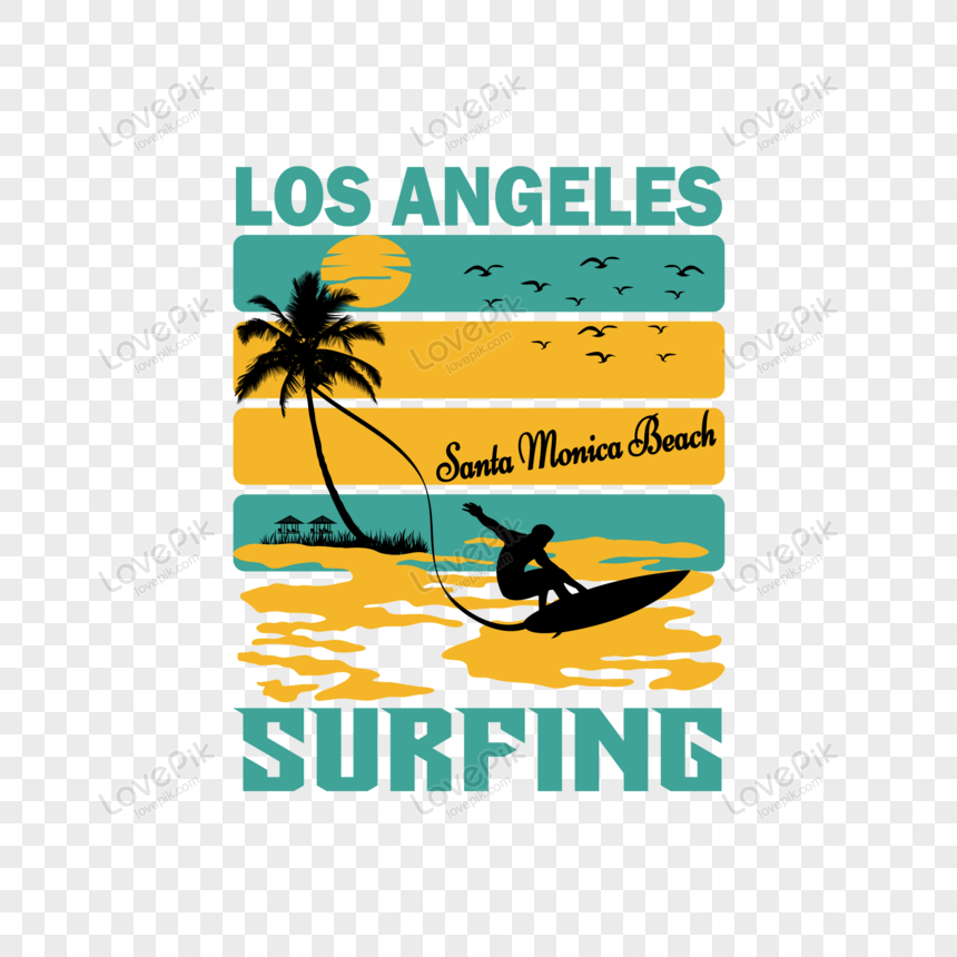 Los Angeles Surfing, Paradise, Stamp, Tropical PNG Free Download And ...