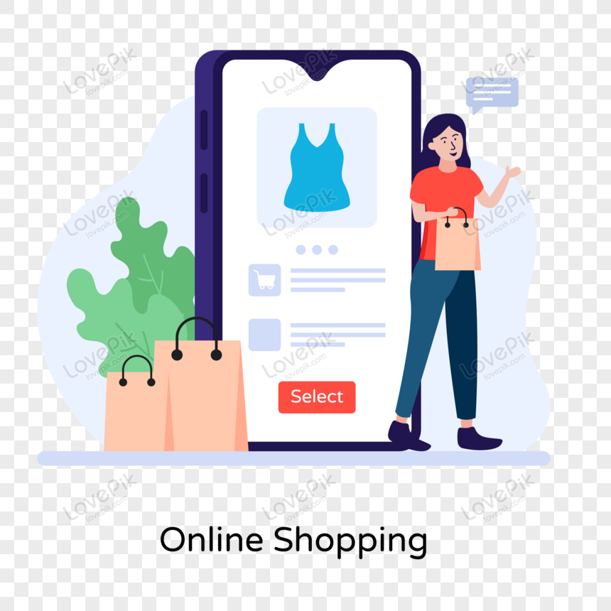 Online Shopping Ecommerce Flat Illustration PNG Transparent And Clipart ...