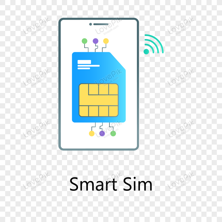 Flat Gradient Vector Of Smart Sim Network Data Card, Icon, Microchip ...