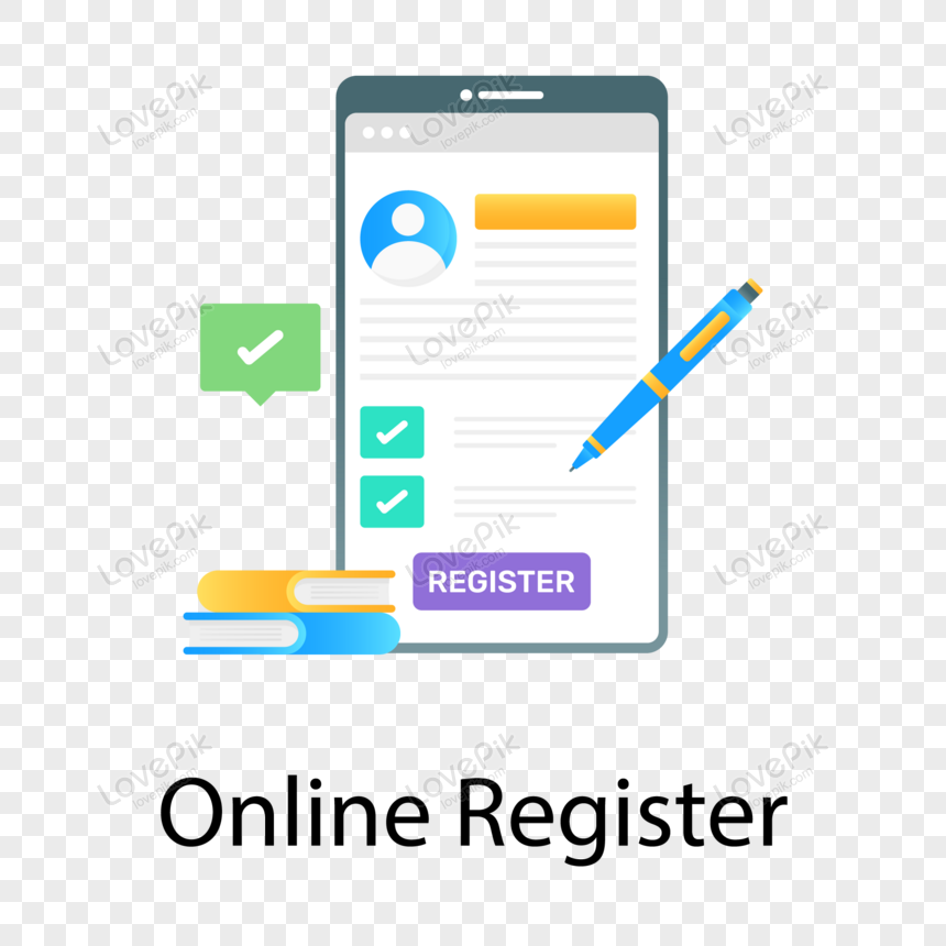 Online register mobile registration app icon vector , icon, gradient, online png image free download