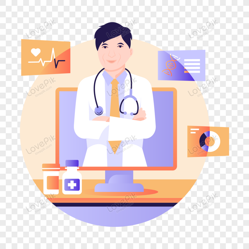 Flat Illustration Of An Online Doctor PNG Transparent And Clipart Image ...