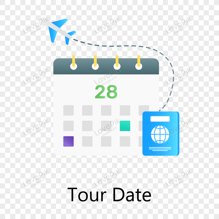 Tour date flat gradient concept icon calendar reminder, date, icon, calendar png transparent background
