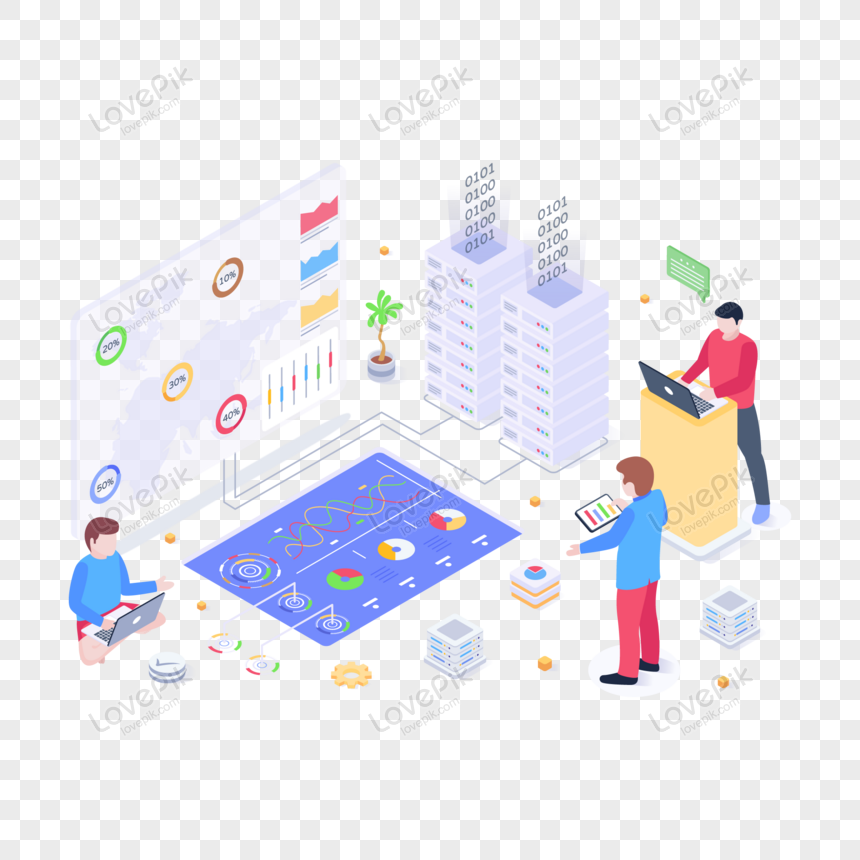 Persons Monitoring Data Isometric Illustration Of Big Data, Person ...