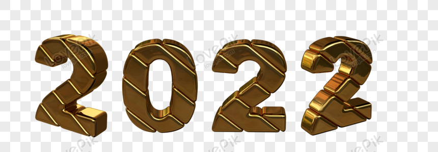 3d Gold Figures New Year 2022 PNG Image Free Download And Clipart Image ...