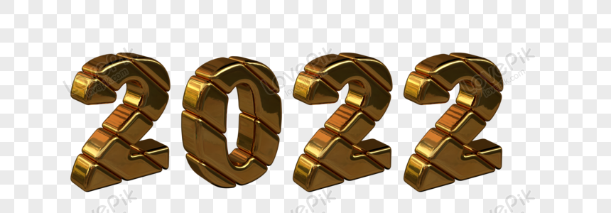3d Gold Figures New Year 2022 PNG Transparent And Clipart Image For ...
